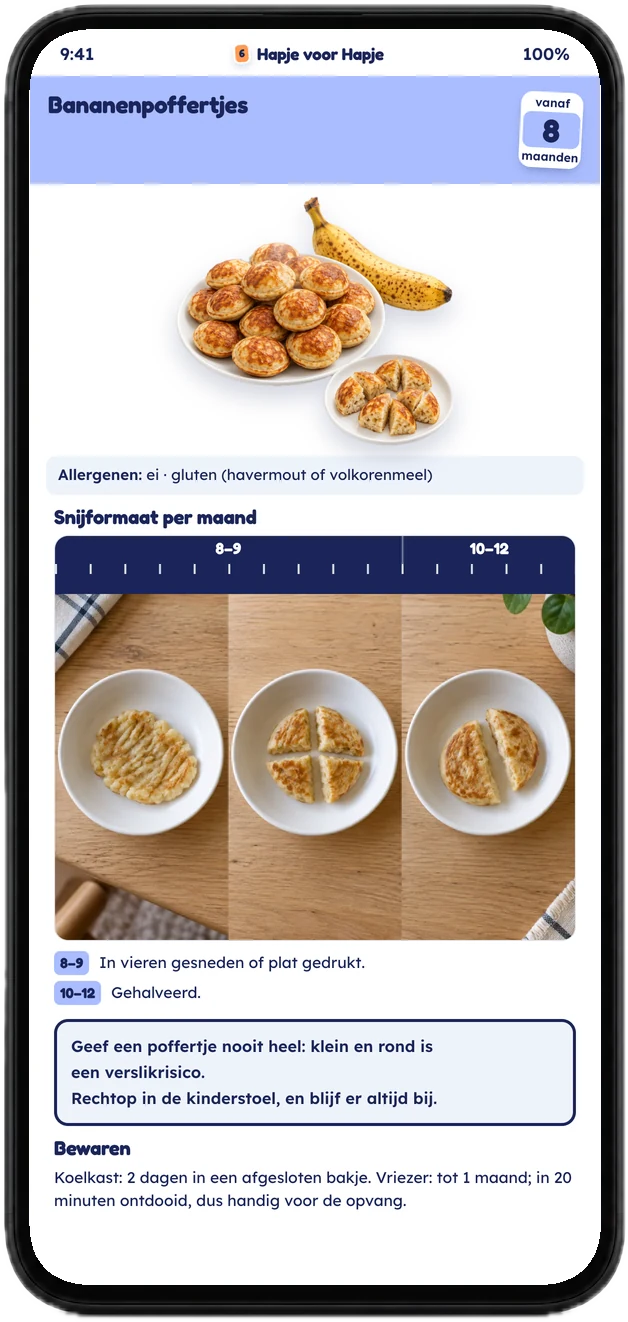 Een tussendoortje op een telefoon, met de veiligheidsregel in een kader
