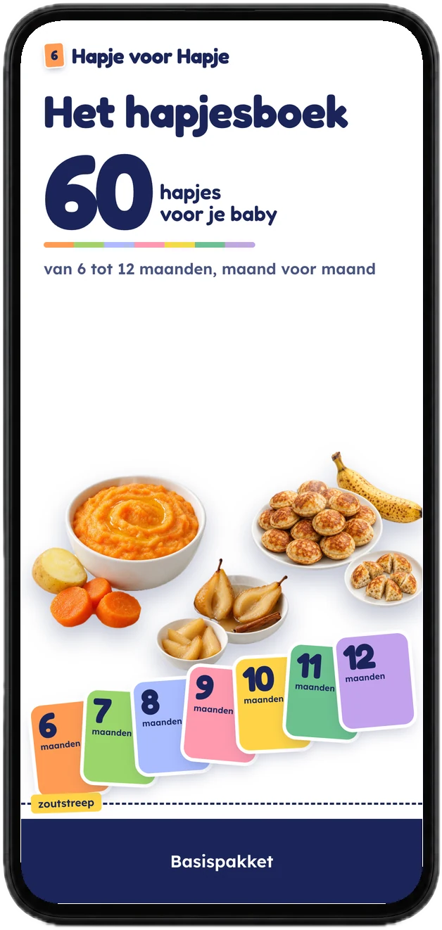 Het Basispakket op een telefoon: 60 hapjes van 6 tot 12 maanden